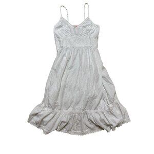 Soft Touch White Cotton Sundress Lace Trim Boho Cottagecore Dress XL